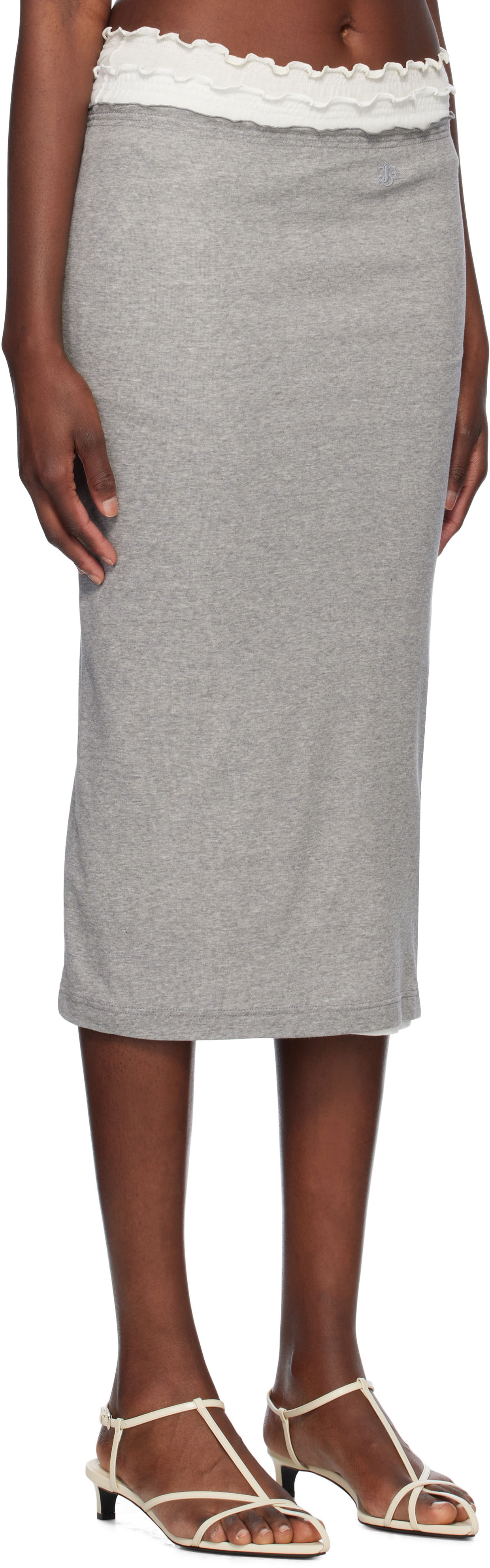 Hame Jil Sander Layered Midi Skirt Harmaa | J40FV0105_JTN357, 1