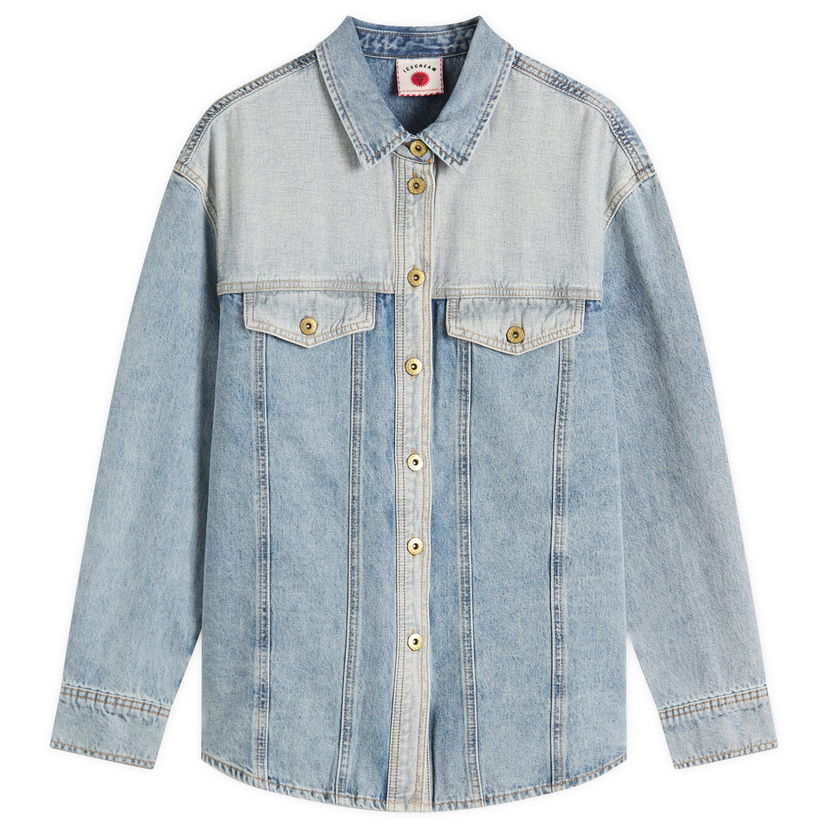 Paita BBC IceCream ICECREAM Appliqué Running Dog Denim Shirt, Size Large Sininen | ICWW25304-LBL