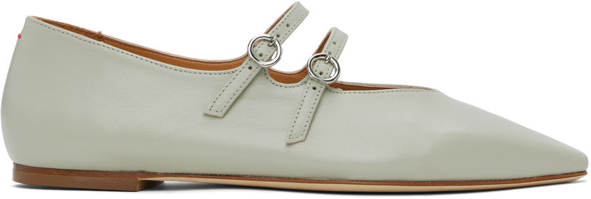 Kengänhoito Aeyde Aeyde Franny Double Buckle Ballerina Flats Vihreä | A11-FL-VALS08FL148-SS25-1017-007