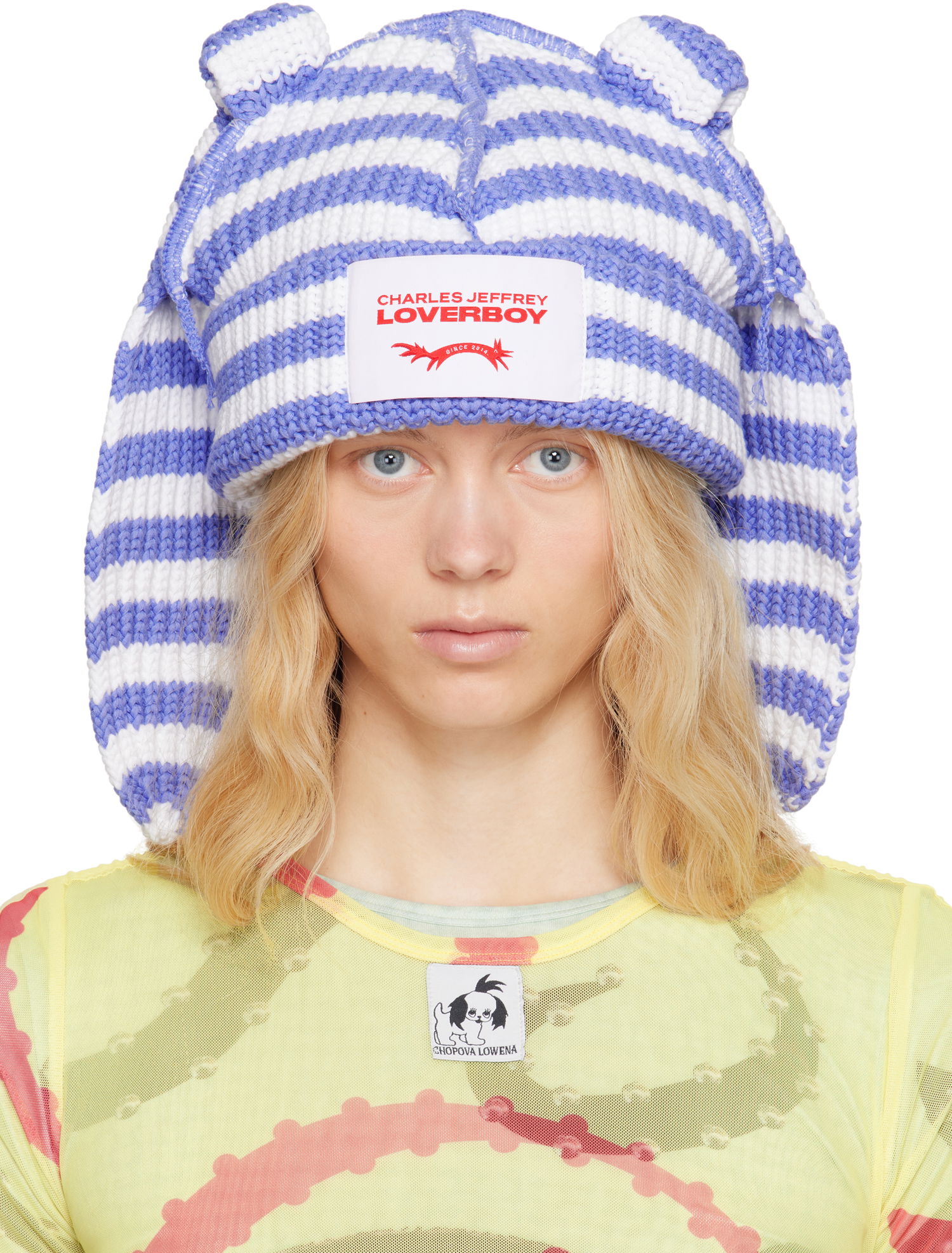 Pipo Charles Jeffrey Loverboy Charles Jeffrey Loverboy Chunky Knit Rabbit Beanie Sininen | 54131501, 0