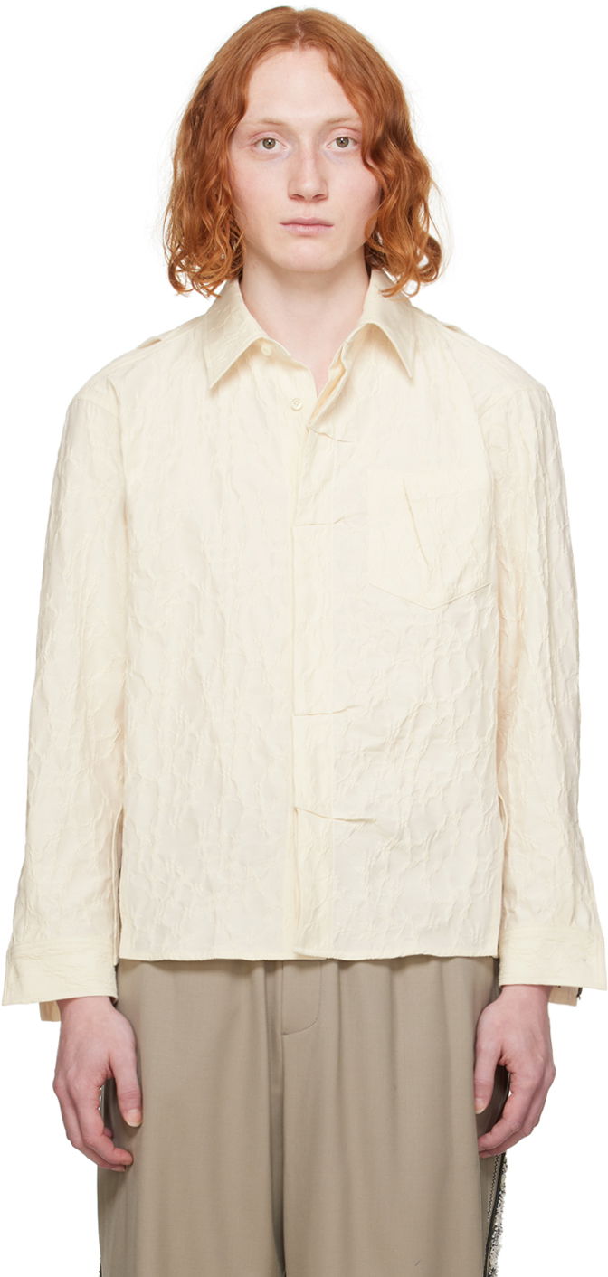 Paita ADER ERROR Textured Button-Up Shirt Beige | BN01SSSH0102IV