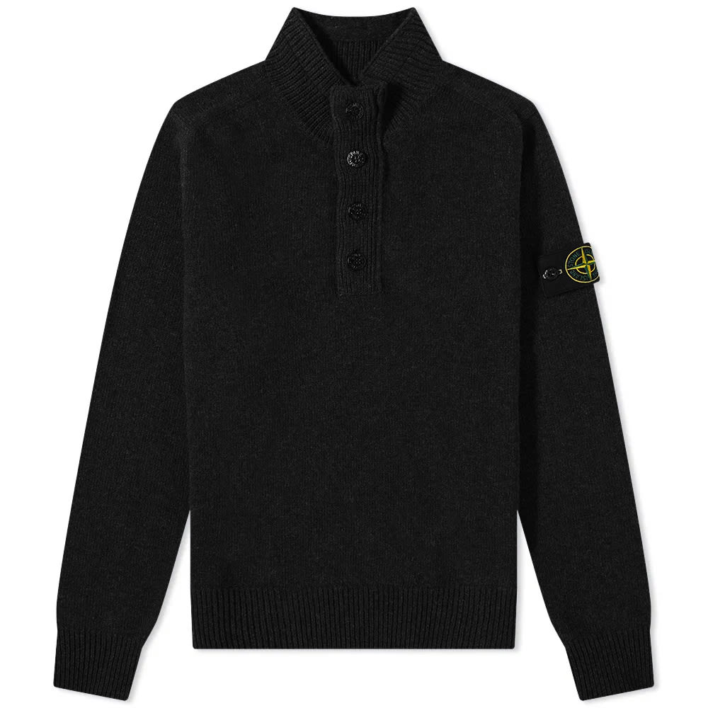 Villapaita Stone Island Lambswool Quarter Button Knit Musta | 7715540A3-V0029, 0