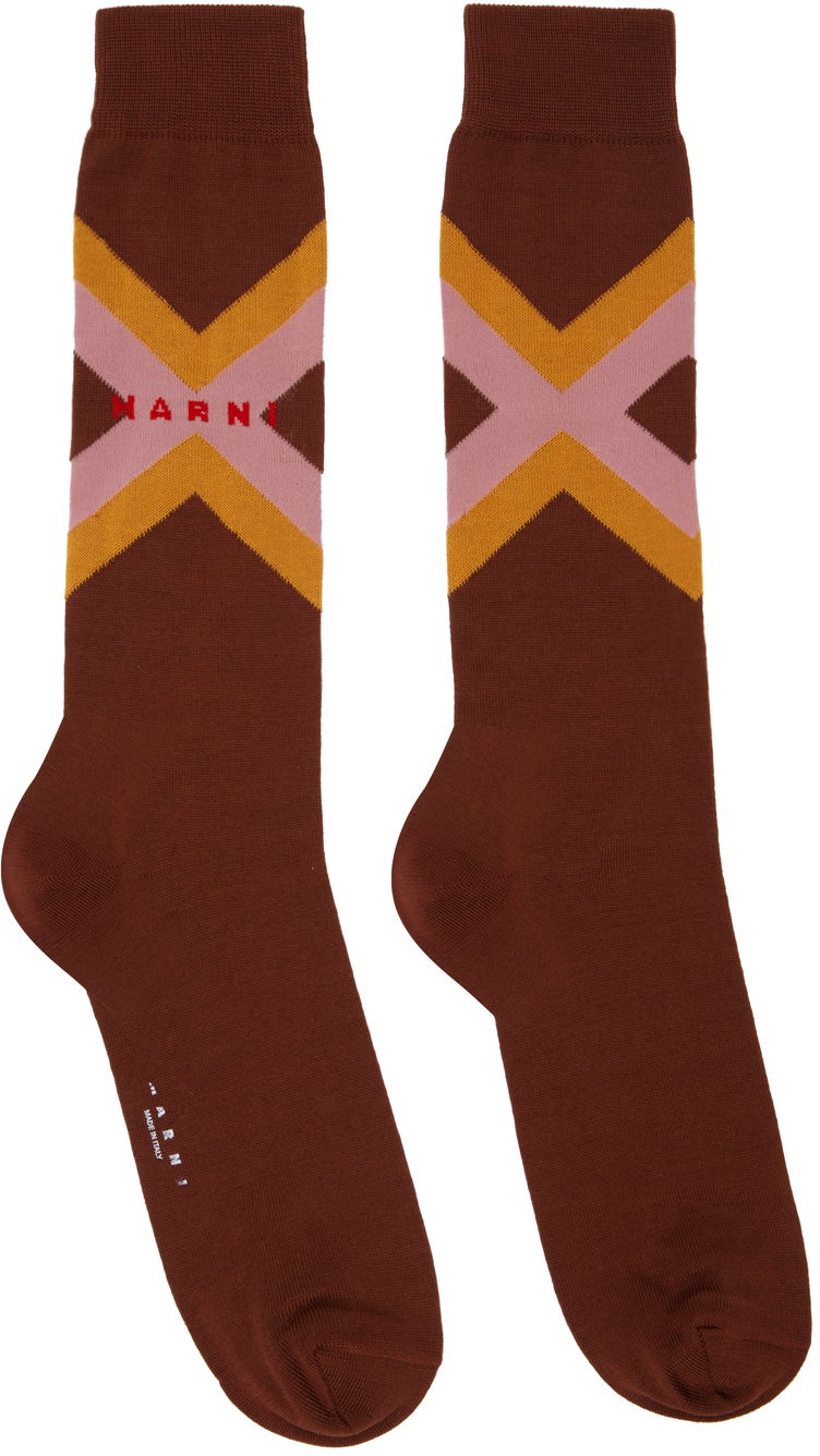 Sukat Marni Brown Micro Argyle Socks Ruskea | SKZC0140Q0 UFC172