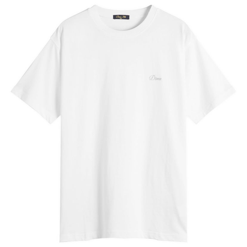 T-paita Dime Dime Cursive Small Logo T-Shirt, Size Large Valkoinen | DIMEFA2544WHT