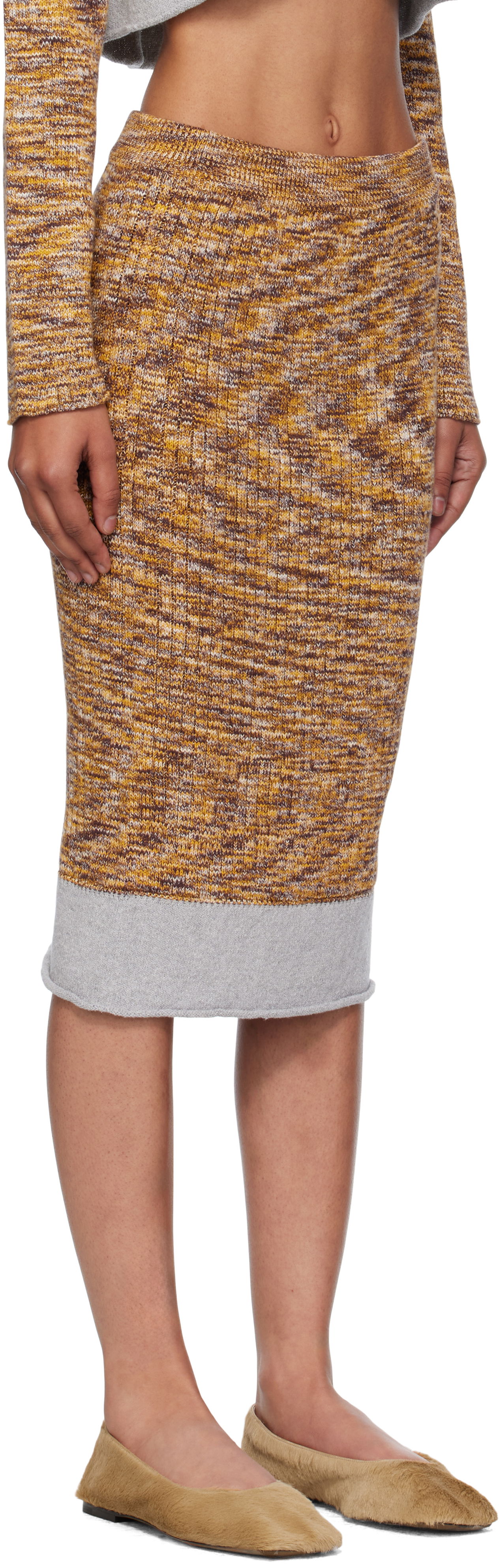 Hame Baserange Baserange Midi Knit Skirt Keltainen | SSWA-TC-AU25, 1
