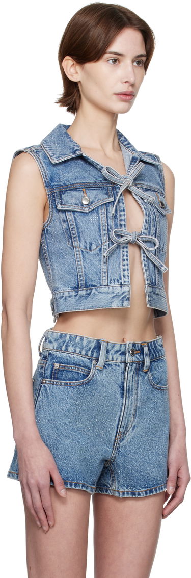 Liivi Alexander Wang Alexander Wang Clear Bead Hotfix Cropped Denim Vest Sininen | 1WC1251603, 1