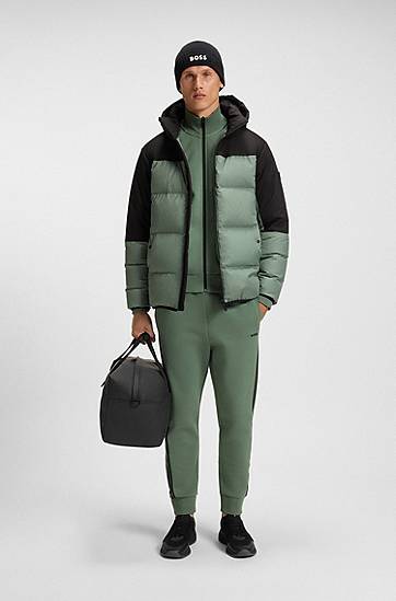 Verryttelypuku BOSS Regular-fit tracksuit set in stretch cotton with striped trims Vihreä | 50543886, 1