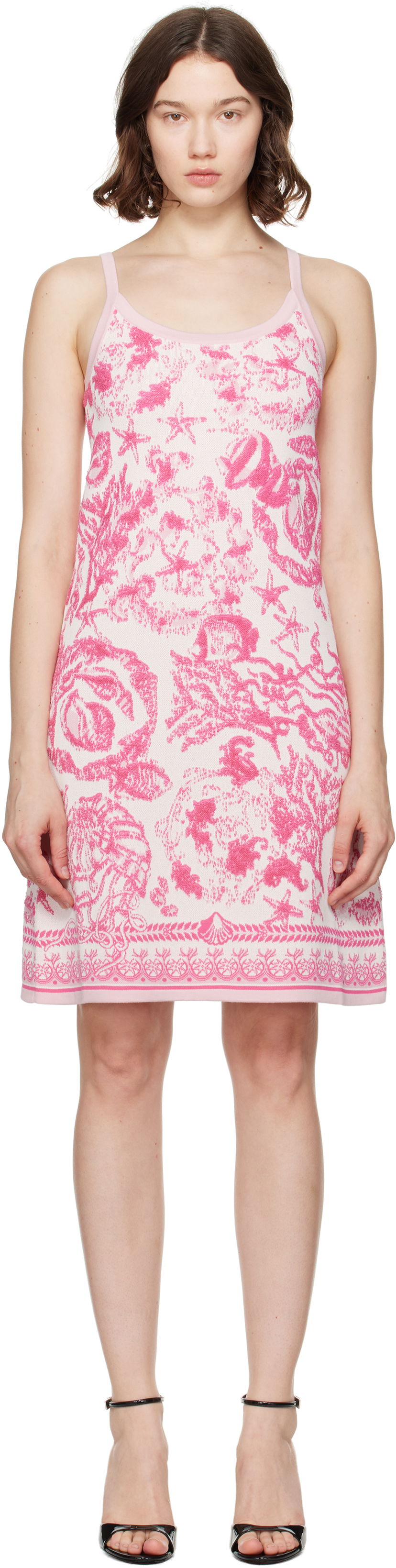 Mekko Versace Versace Underwater Barocco A-Line Knit Minidress Vaaleanpunainen | 1020361_1A14732
