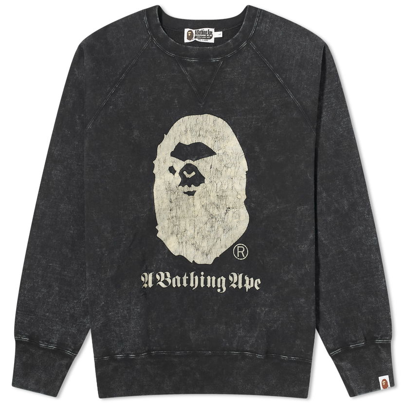 Huppari BAPE A Bathing Ape Overdye Crew Neck Sweatshirt Musta | 001SWK301015M-BLK