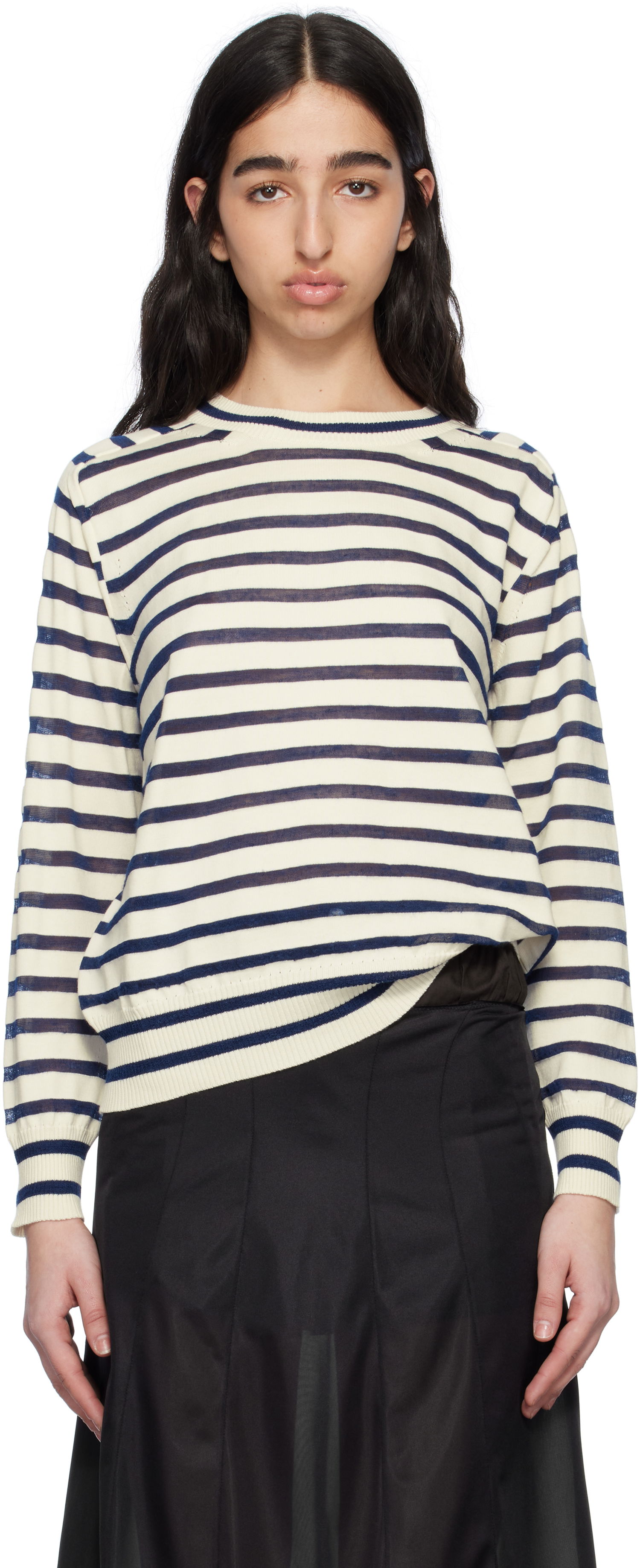 Villapaita Comme des Garçons Comme Des Garçons Horizontal Stripe Cotton Sweater Valkoinen | TO-N007-S25, 0