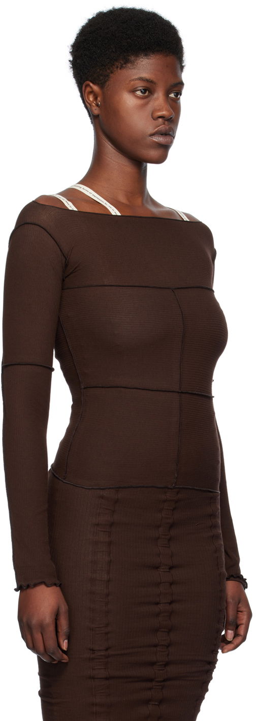 T-paita Baserange Cinder Long Sleeve Top Ruskea | TOCL-RB-SP24, 1