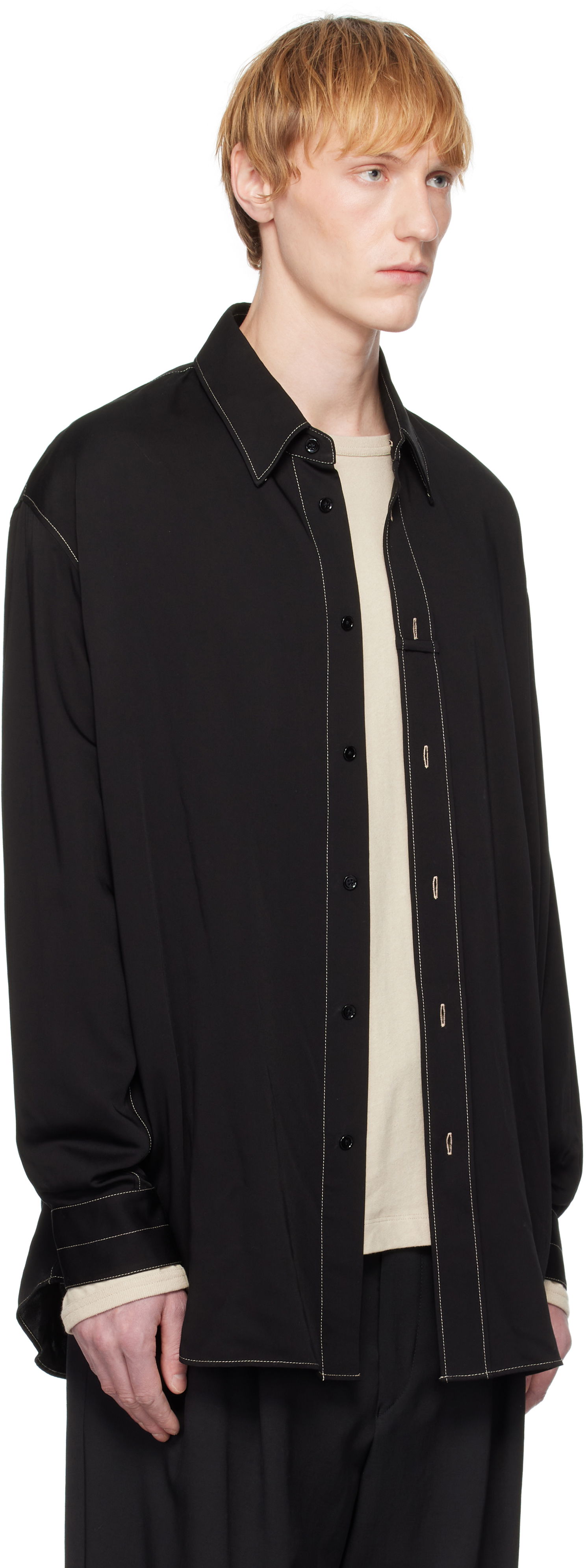 Paita LEMAIRE Lemaire Loop Button-Up Shirt Musta | SH1169 LF1392, 1