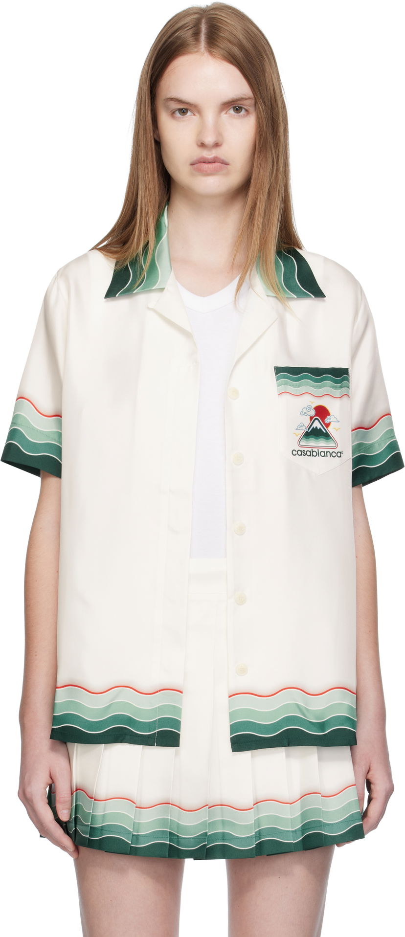 Paita Casablanca Casablanca Montagne Ondulee Silk Short Sleeve Shirt Valkoinen | WPF25-SH-200-05