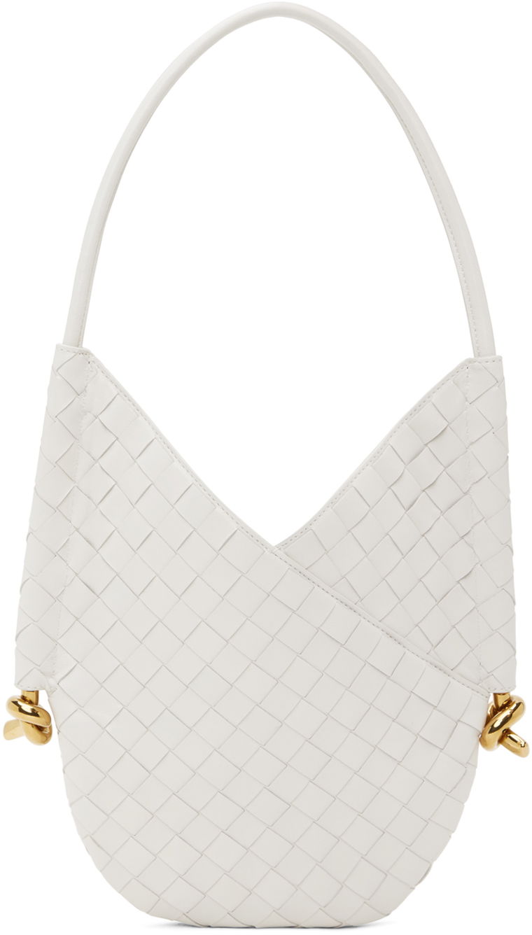 Käsilaukku Bottega Veneta Small Intrecciato Leather Shoulder Bag Valkoinen | 740898 VCPP1