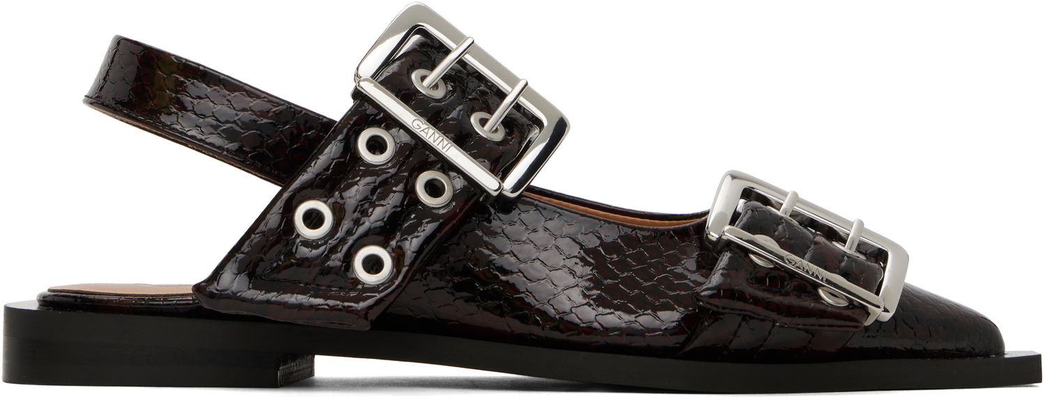 Vyöt GANNI GANNI Snake Buckle Flats Ruskea | S2951, 0