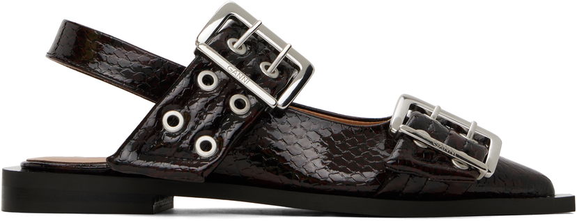 Vyöt GANNI GANNI Snake Buckle Flats Ruskea | S2951