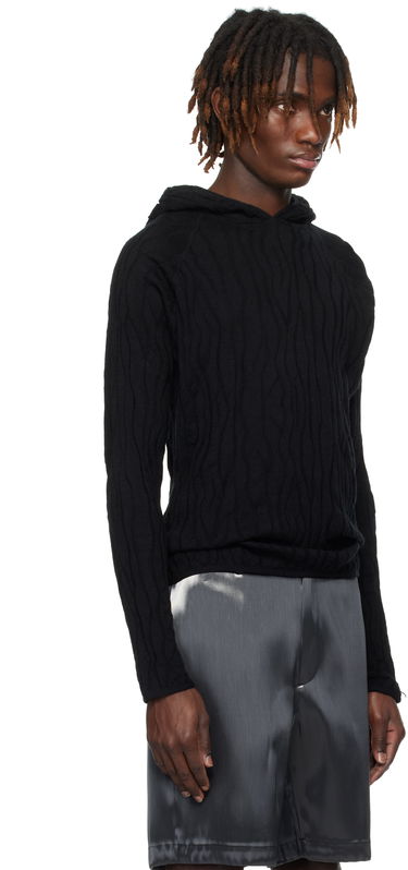 Huppari HELIOT EMIL HELIOT EMIL Sortsol Knit Hoodie Musta | PRESS25_M_07_070_BLK01, 1