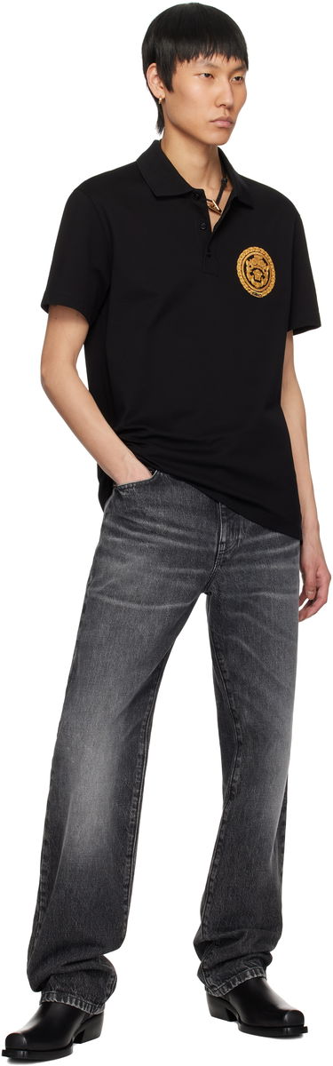 Poolopaita Versace Versace Embroidered Chain Crest Polo Musta | 1013906_1A13413, 3
