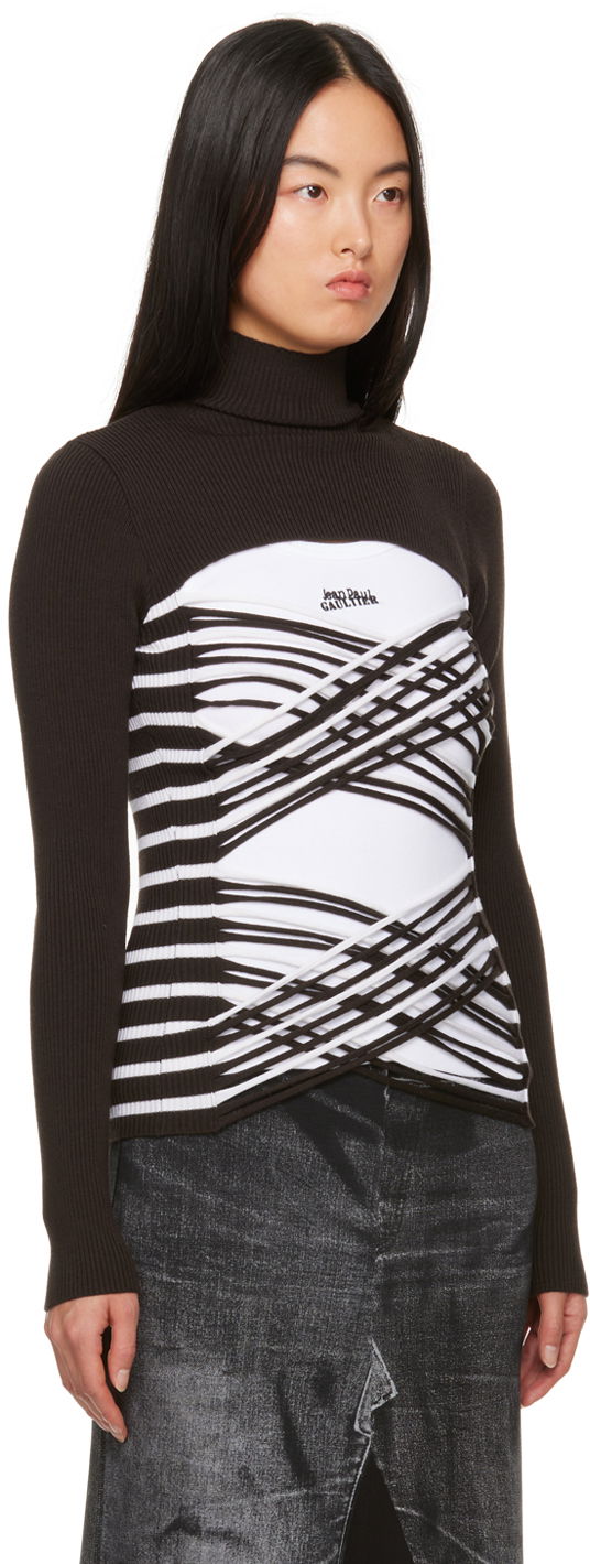 Villapaita Jean Paul Gaultier Jean Paul Gaultier Striped Turtleneck Top Musta | 23/15-F-PL038-M056-6001, 1