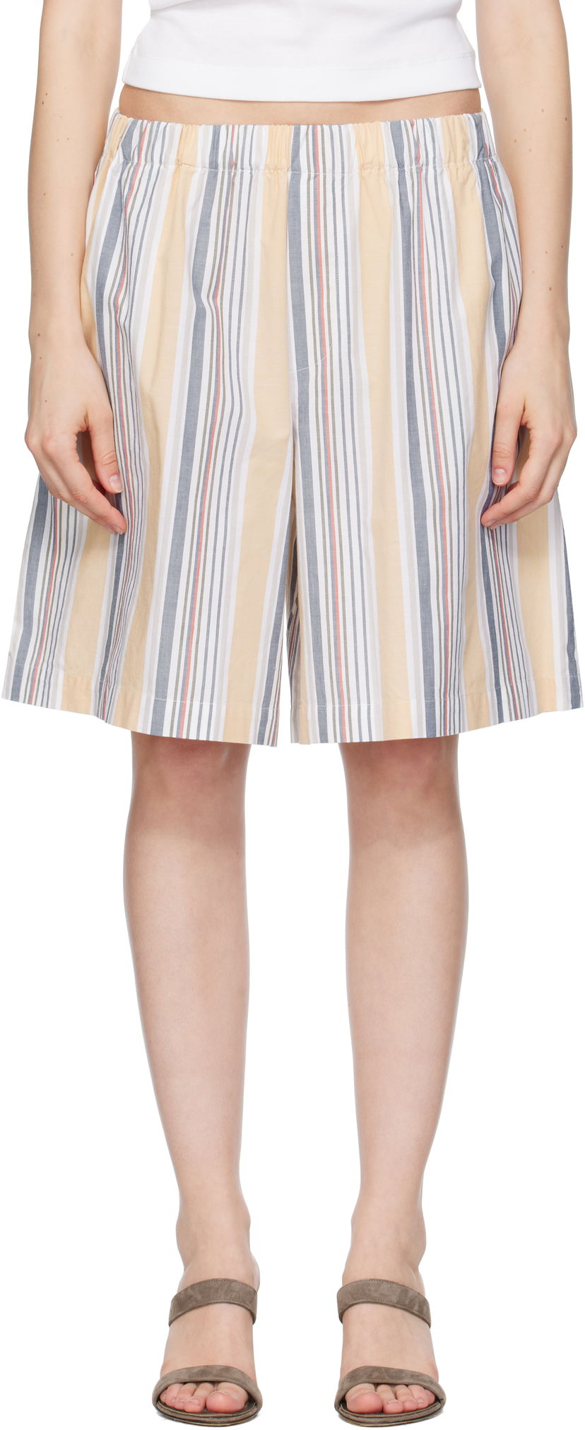 Shortsit Baserange Baserange Stave Striped Casual Shorts Keltainen | SHST-PO-SU25