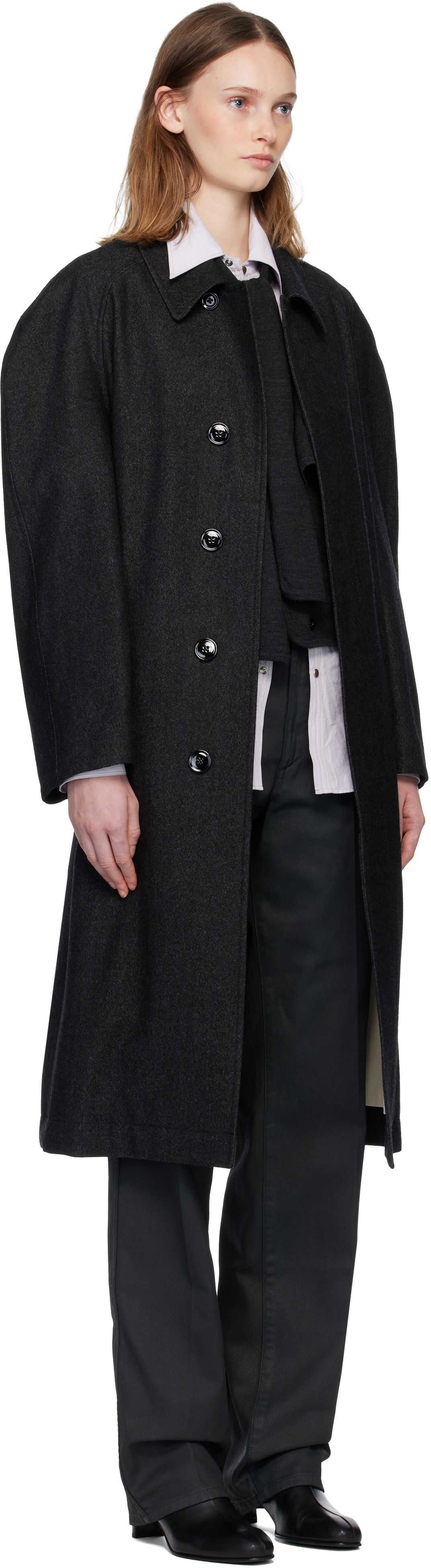 Takit LEMAIRE Raglan Sleeve Coat Musta | CO1122 LF1319, 1