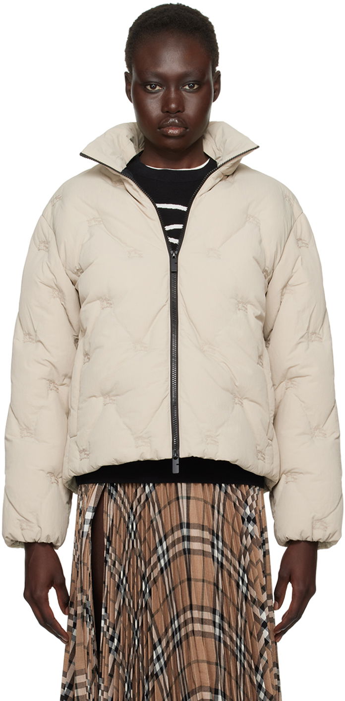Puffer takki Burberry Burberry Nylon Down Puffer Jacket Beige | 8094176