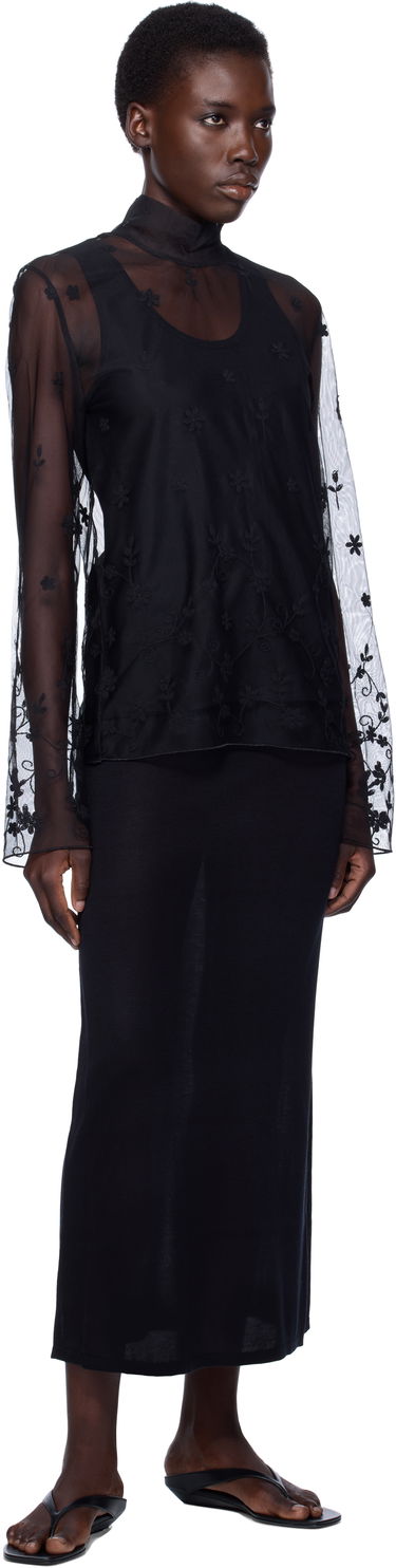 Paita TOTEME TOTEME Floral Tulle Mock Neck Blouse Musta | 253-WRT0546-FB0431, 3