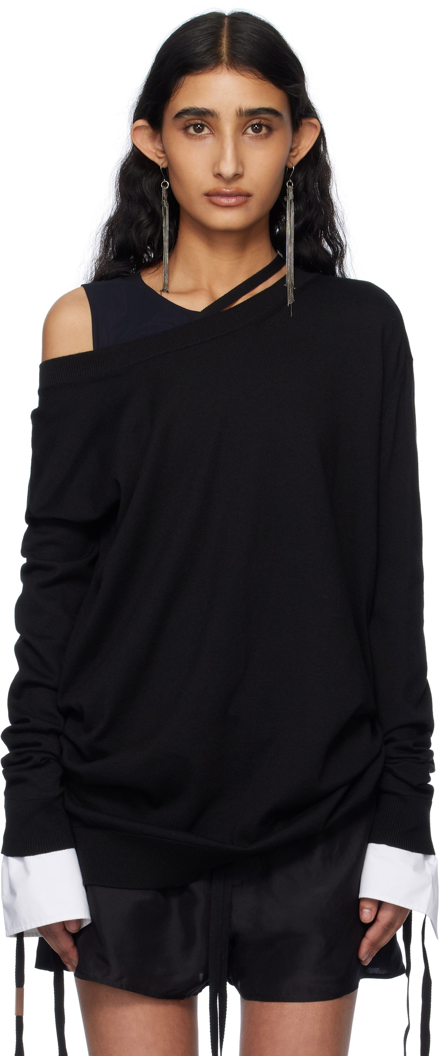 Villapaita Ann Demeulemeester Ann Demeulemeester Helle Off-The-Shoulder Sweater Musta | 2510-W-KN06-KN055-099, 0