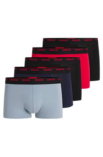 Nyrkkeilijät BOSS HUGO Stretch-Cotton Trunks with Logo Waistbands, 5-Pack Monivärinen | 50532619
