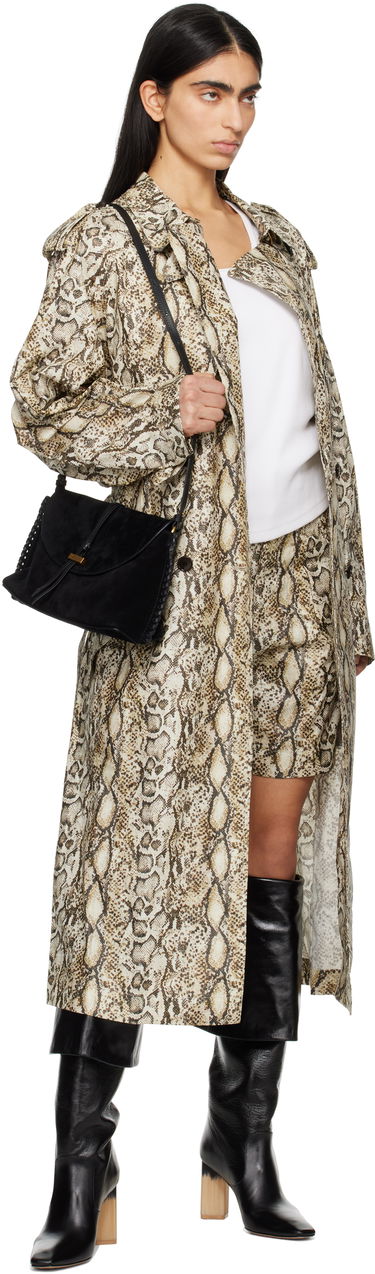 Shortsit ISABEL MARANT Isabel Marant Felize Printed Leather Shorts Beige | SH0213FA-C1C01I, 3