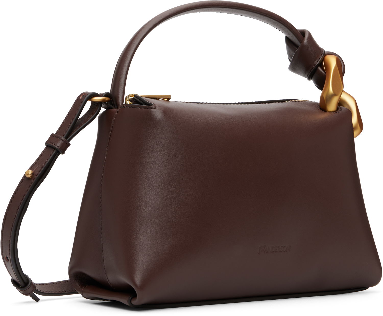 Olkalaukku JW Anderson JW Anderson The JWA Small Corner Leather Shoulder Bag with Sculptural Link Handle Ruskea | HB0758-LA0232, 1