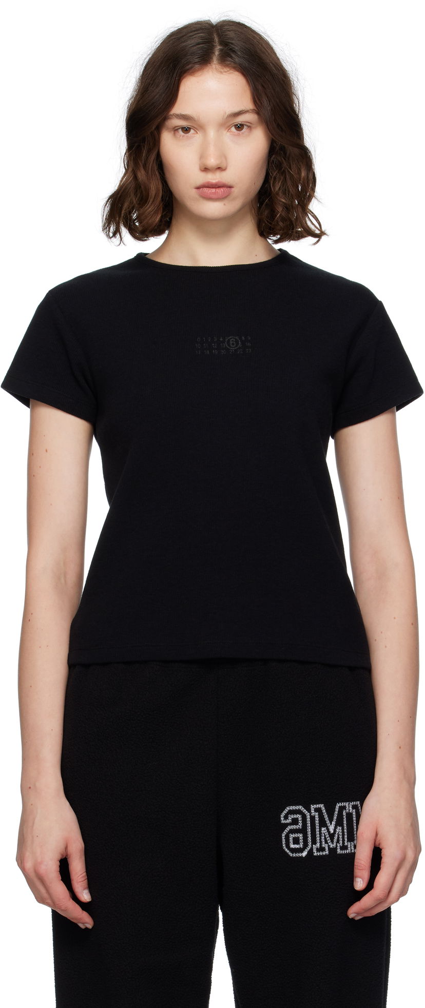 T-paita Maison Margiela MM6 Maison Margiela Ribbed T-Shirt Musta | S52GC0357 M20122
