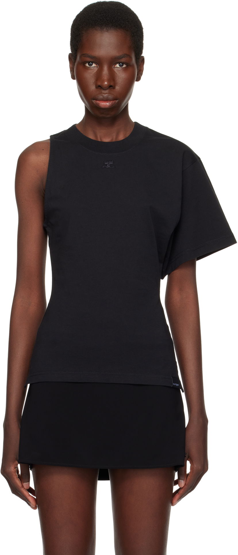 Tankkitoppi Courrèges Courrèges Scuba One-Sleeve T-Shirt Musta | 225JTS201JS0107