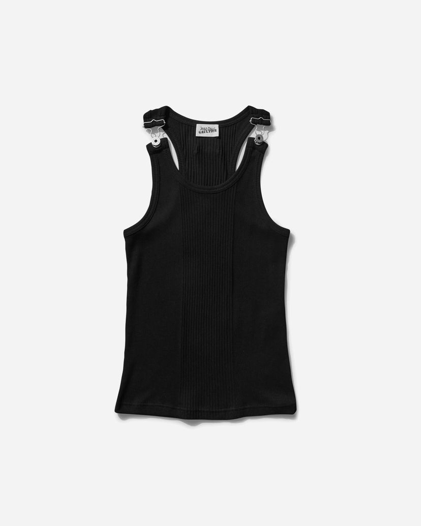 Tankkitoppi Jean Paul Gaultier Patch Detail Ribbed Tank Top Musta | 24-25-U-DB023-J054 00