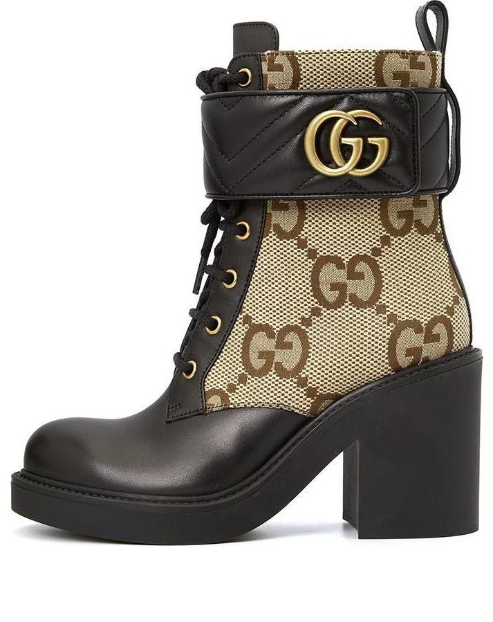 Tennarit ja kengät Gucci Double G Monogram Canvas Lace-up Ankle Boot Musta | 719849-AABD0-1183, 0
