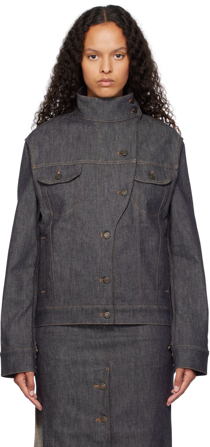 Takki Courrèges Motorcycle Denim Jacket Sininen | 424DBL217DE0035