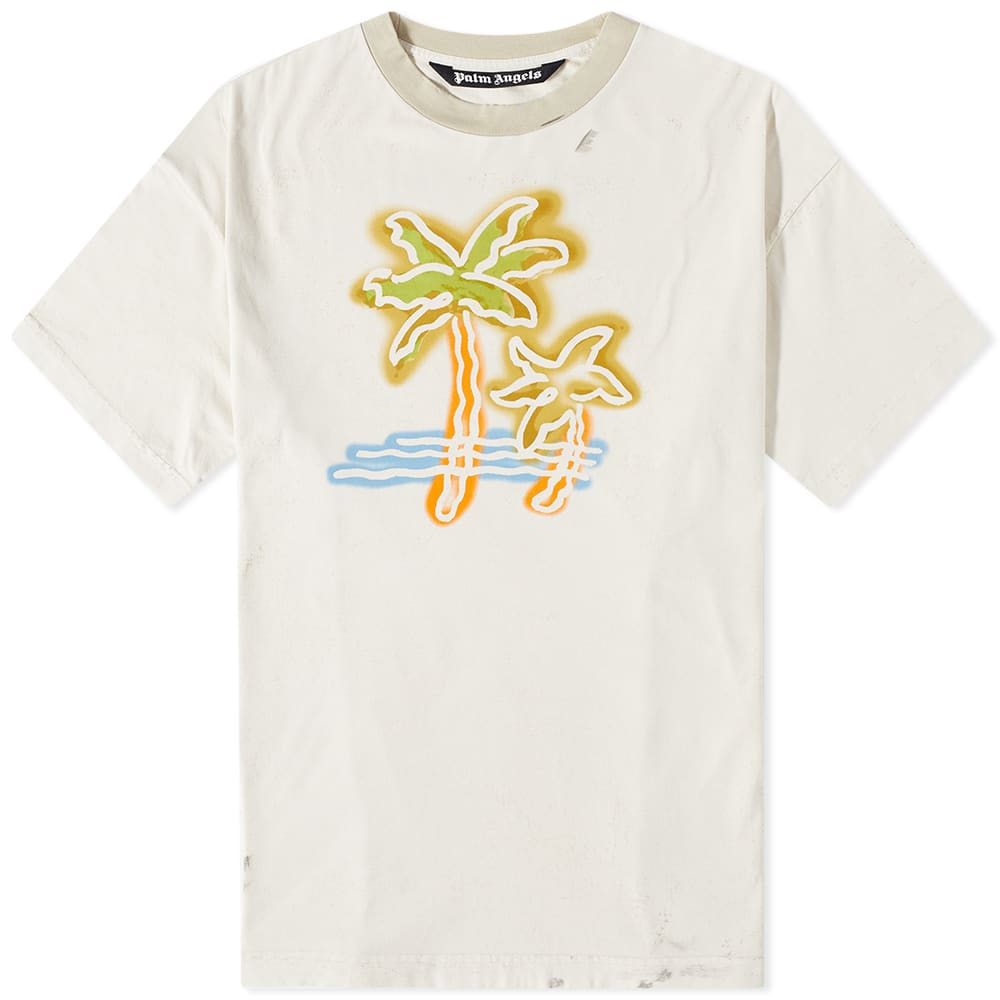 T-paita Palm Angels Neon Palm Tee Valkoinen | PMAA072S23JER0010384, 0