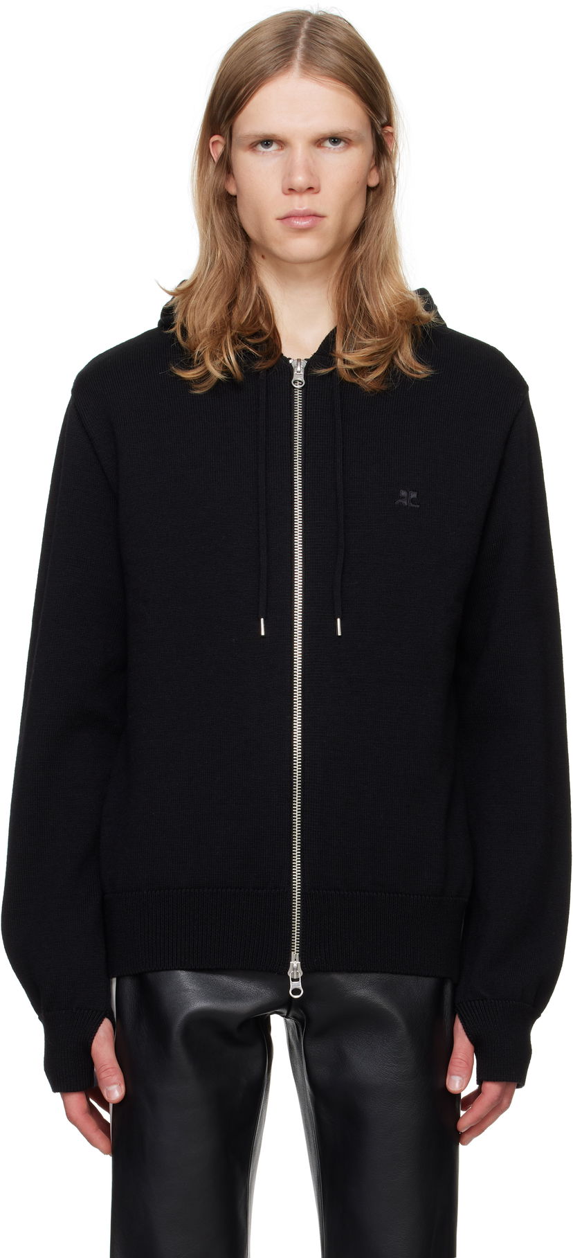 Huppari Courrèges Zipped Wool Hoodie Musta | 324MHO034FI0036