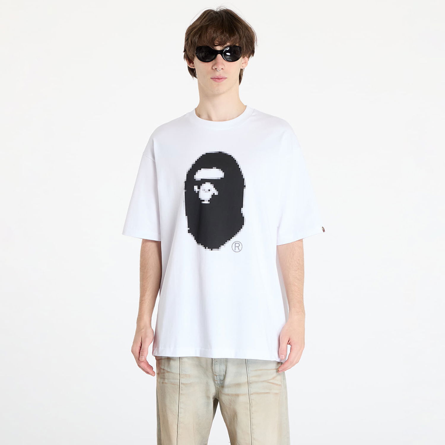 T-paita BAPE Pixel Ape Head Relaxed Fit Tee Valkoinen | 001TEK801348M WHT, 0