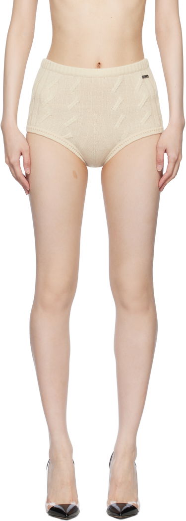 Pikkuhousut Blumarine Blumarine Braid Cable Knit Shorts Beige | P522P179A, 0