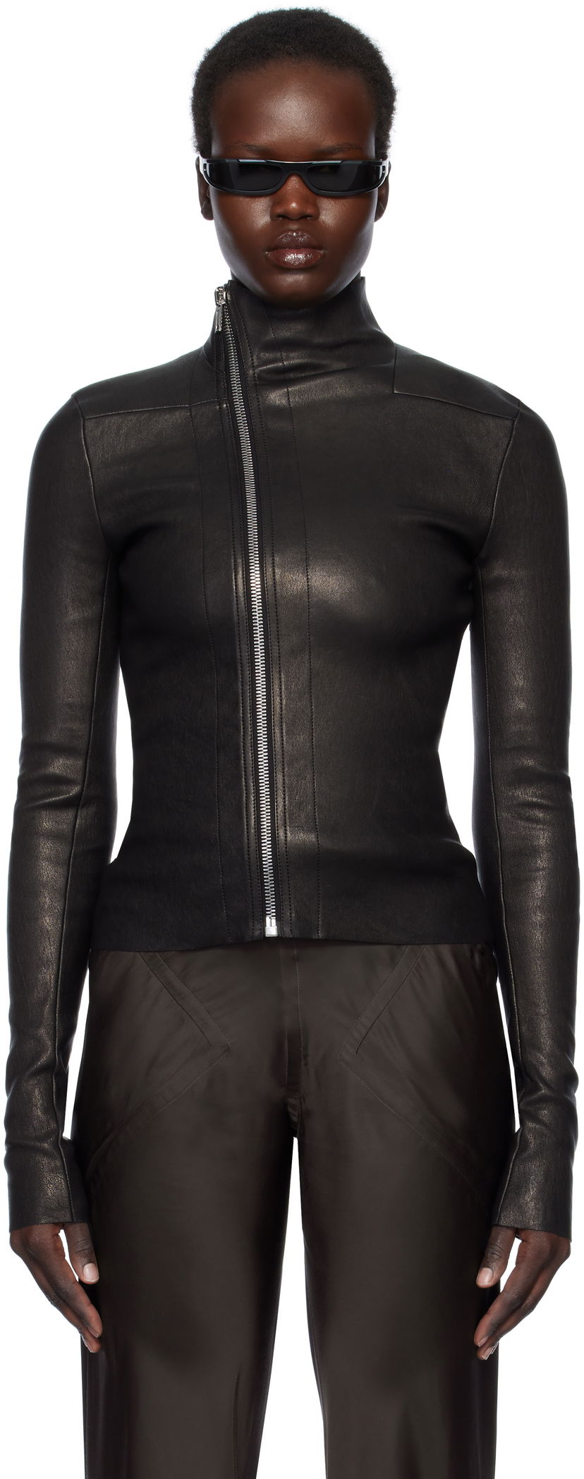 Villapaita Rick Owens Rick Owens Hollywood Gary Leather Jacket Musta | RP01E7701 LSV