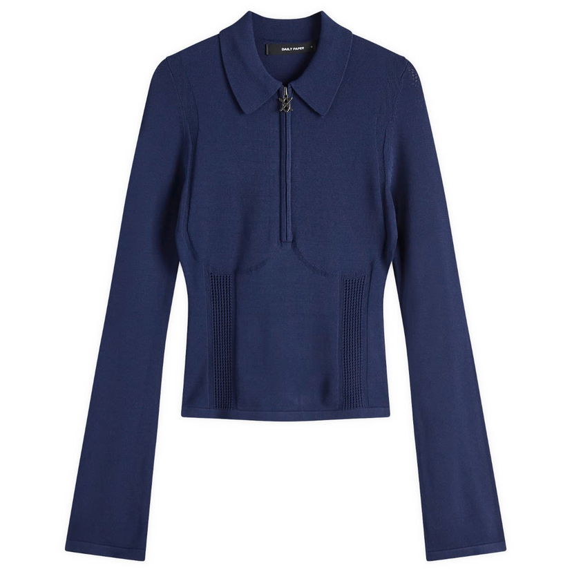 Villapaita DAILY PAPER Daily Paper Women's Knit Zip Polo Tummansininen | 2511087