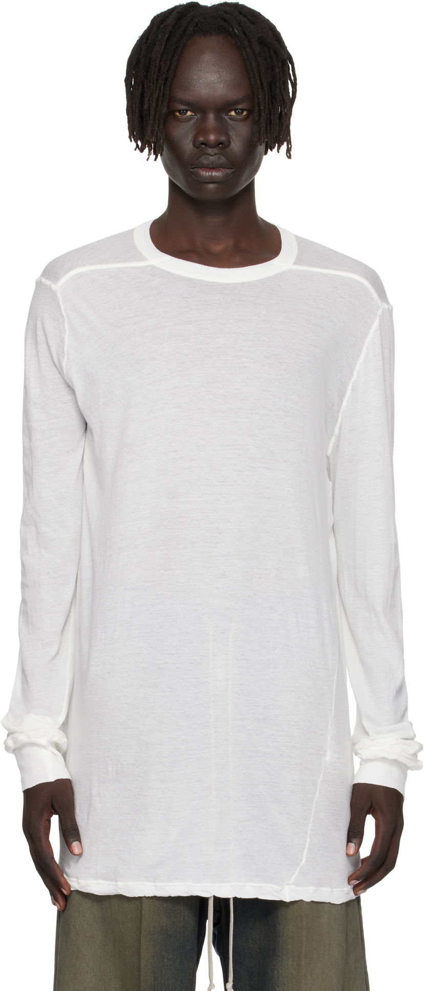 T-paita Rick Owens Rick Owens Concordians Level Long Sleeve T-Shirt Valkoinen | RU02E1266 UC