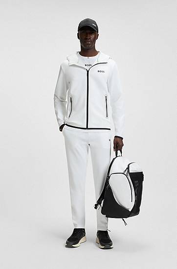 Verryttelyhousut BOSS BOSS Active Stretch-Gabardine Tracksuit Bottoms with Thermoregulating Technology Valkoinen | 50542940, 1