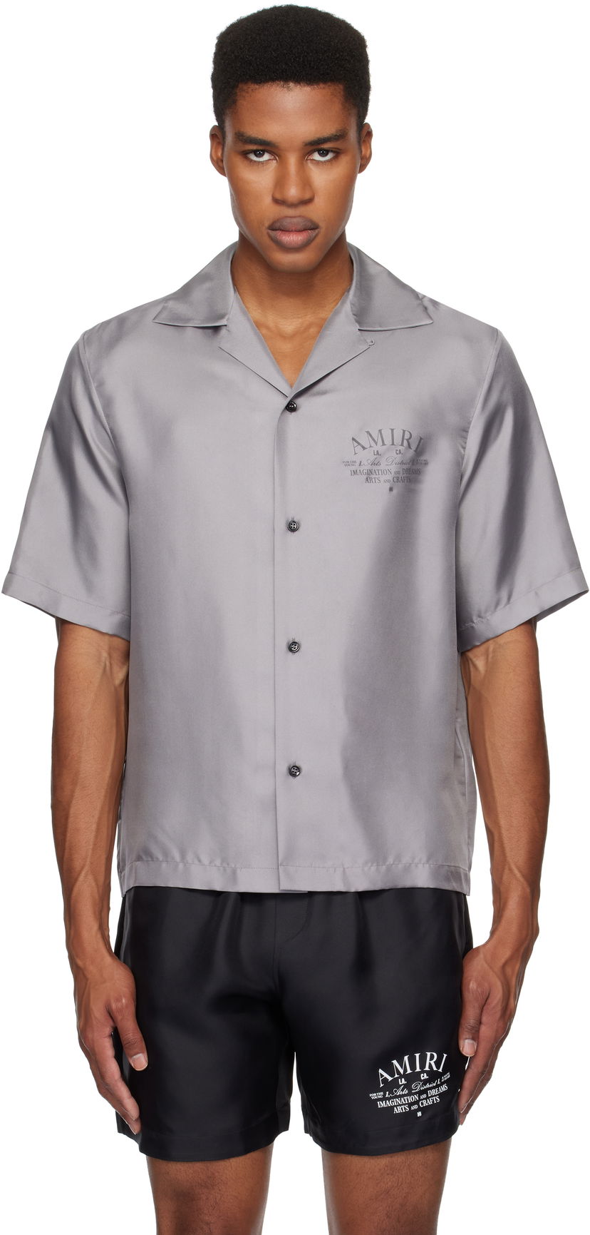 Paita AMIRI 'Arts District' Bowling Shirt Harmaa | AMSTBW1018