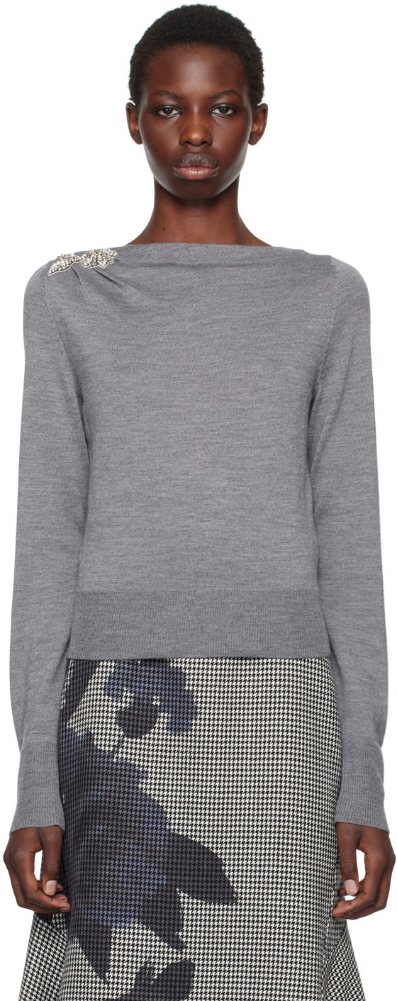 Villapaita Erdem Drape Detail Knit Sweater Harmaa | PF24_F1KT3_GYEKW