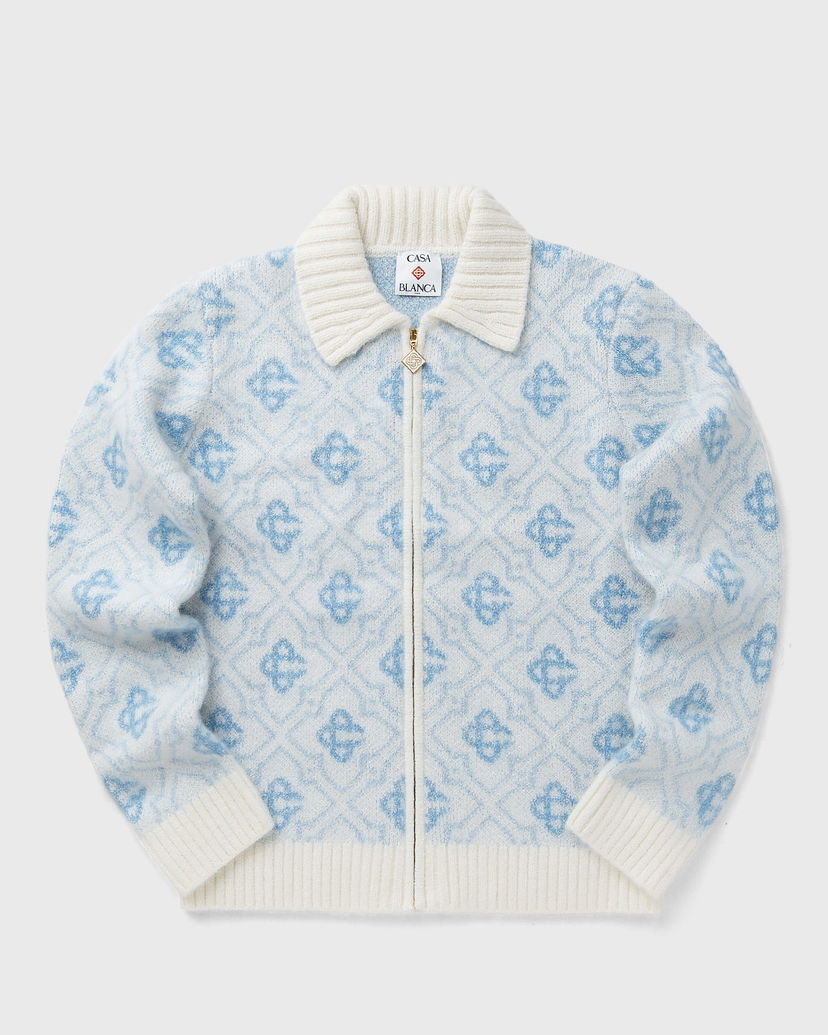 Villapaita Casablanca Monogram Zip-Up Knit Sweater Sininen | MPF25-KW-1005-01