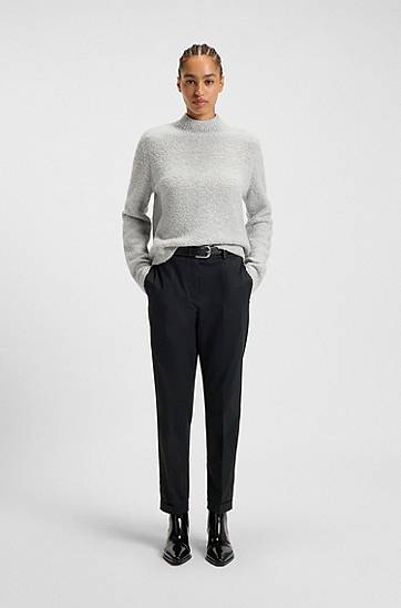 Housut BOSS Regular Fit Flannel Trousers Tummansininen | 50548280, 1