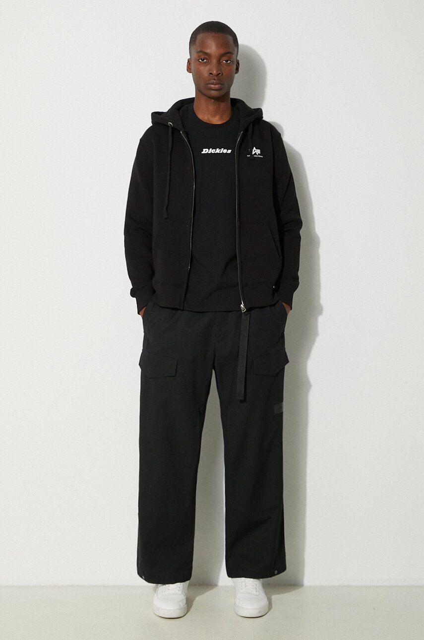 Huppari Alpha Industries Basic Zip Hoody with Logo Print Musta | 118342.03, 1