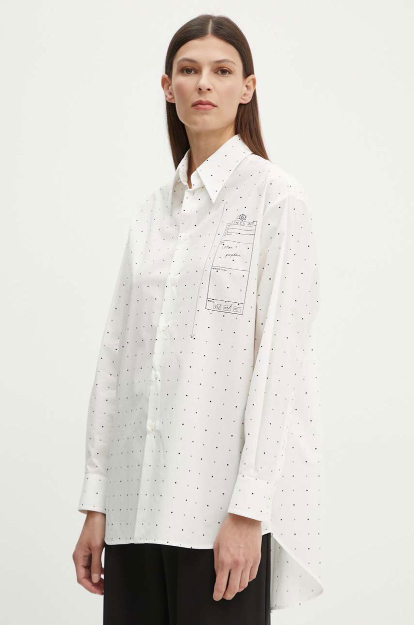 Paita Maison Margiela MM6 Relaxed Fit Shirt with Sketch Print Valkoinen | S52DT0014.S78157